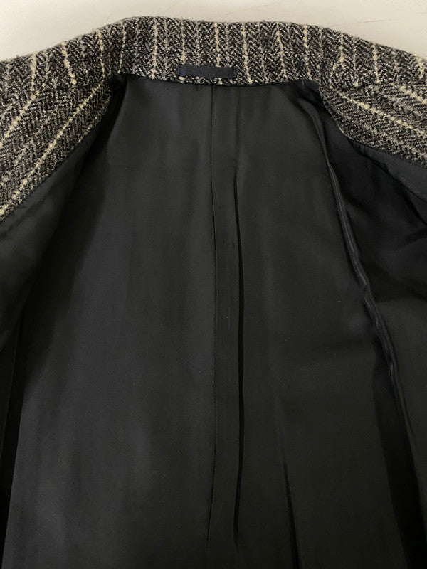 【中古品】【メンズ】 OLD JUN MEN オールド ジュン メン COAT ステンカラー コート アウター 146-260918-hu-35-min サイズ：M カラー：グレー/ホワイト（ストライプ） 万代Net店