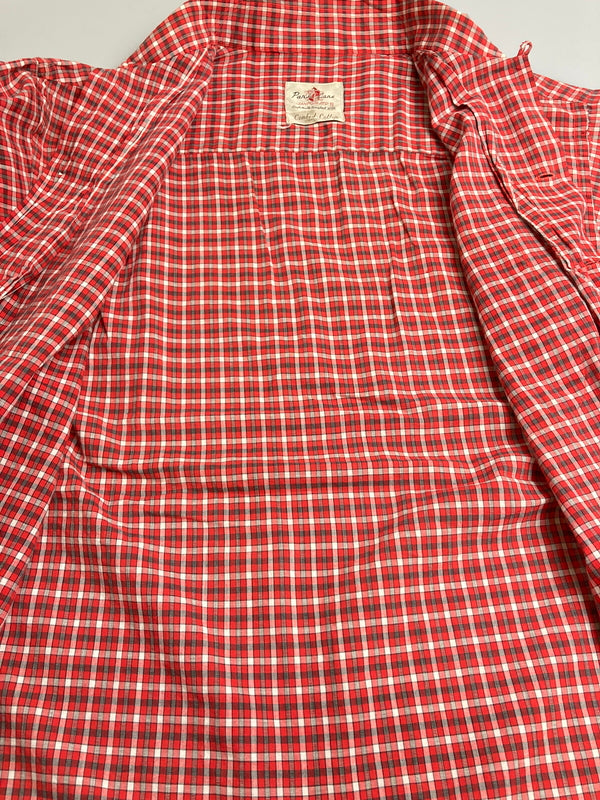 【中古品】【メンズ】 PANK LONE パンクローン 60's COMBED COTTON CHECK SHIRT VINTAGE 60年代 コームドコットン チェックシャツ 長袖 トップス 146-251110-kk-07-min サイズ：M カラー：レッド 万代Net店