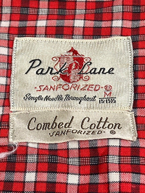【中古品】【メンズ】 PANK LONE パンクローン 60's COMBED COTTON CHECK SHIRT VINTAGE 60年代 コームドコットン チェックシャツ 長袖 トップス 146-251110-kk-07-min サイズ：M カラー：レッド 万代Net店
