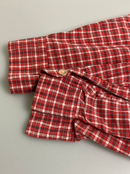 【中古品】【メンズ】 PANK LONE パンクローン 60's COMBED COTTON CHECK SHIRT VINTAGE 60年代 コームドコットン チェックシャツ 長袖 トップス 146-251110-kk-07-min サイズ：M カラー：レッド 万代Net店
