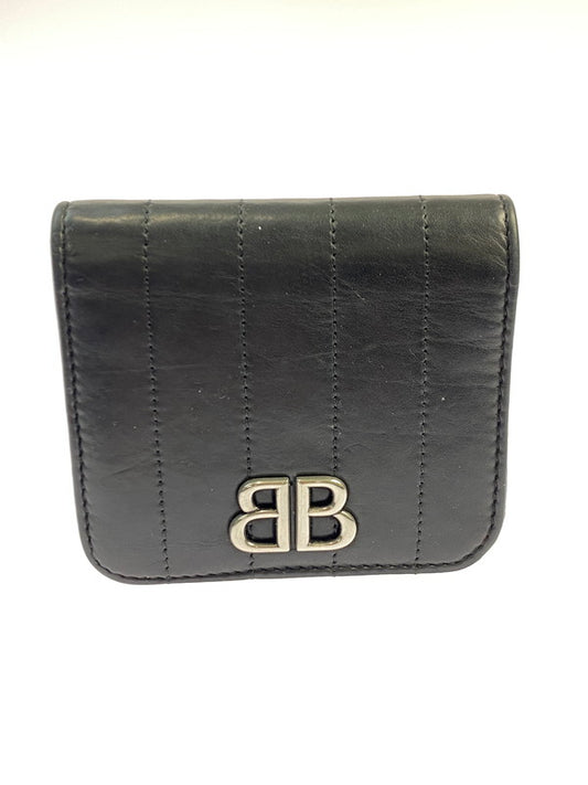 【中古品】【メンズ/レディース】 BALENCIAGA バレンシアガ MONACO MINI WALLET 765459 モナコ ミニウォレット 二つ折り財布 181-251113-kk-04-min カラー：ブラック 万代Net店