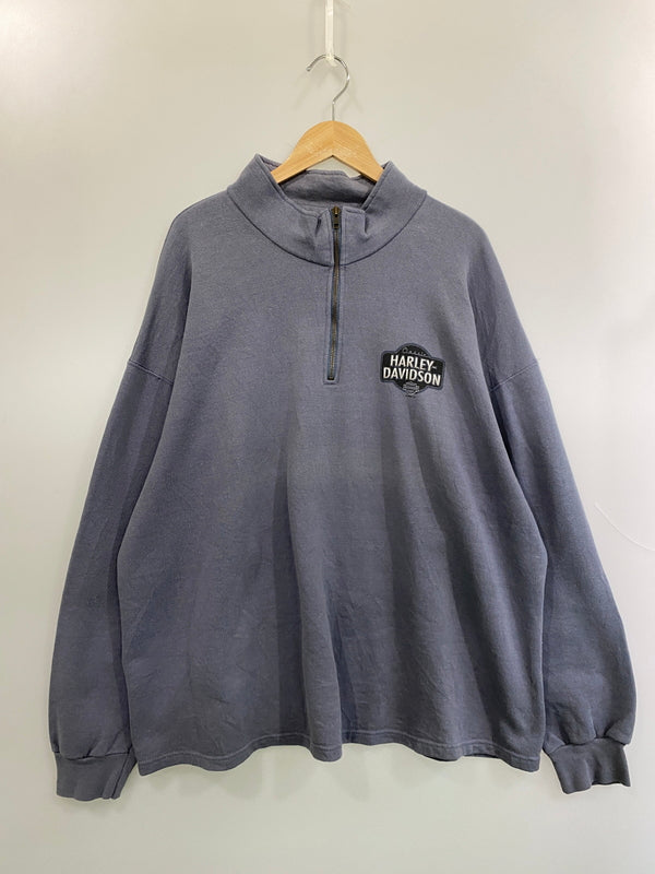 【中古品】【メンズ】 HARLEY DAVIDSON ハーレーダビッドソン HALF ZIP SWEAT SHIRT ハーフジップ スウェットシャツ トップス 146-260715-yn-01-min サイズ：2XL カラー：ブルーグレー 万代Net店