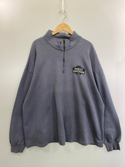 【中古品】【メンズ】 HARLEY DAVIDSON ハーレーダビッドソン HALF ZIP SWEAT SHIRT ハーフジップ スウェットシャツ トップス 146-260715-yn-01-min サイズ：2XL カラー：ブルーグレー 万代Net店