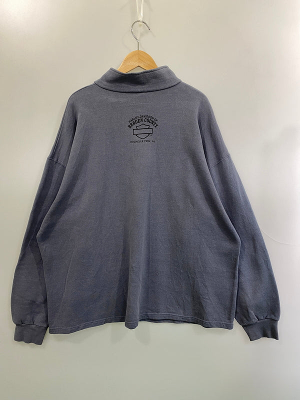 【中古品】【メンズ】 HARLEY DAVIDSON ハーレーダビッドソン HALF ZIP SWEAT SHIRT ハーフジップ スウェットシャツ トップス 146-260715-yn-01-min サイズ：2XL カラー：ブルーグレー 万代Net店