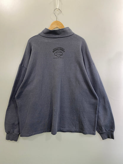 【中古品】【メンズ】 HARLEY DAVIDSON ハーレーダビッドソン HALF ZIP SWEAT SHIRT ハーフジップ スウェットシャツ トップス 146-260715-yn-01-min サイズ：2XL カラー：ブルーグレー 万代Net店