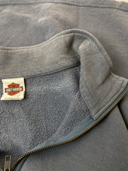 【中古品】【メンズ】 HARLEY DAVIDSON ハーレーダビッドソン HALF ZIP SWEAT SHIRT ハーフジップ スウェットシャツ トップス 146-260715-yn-01-min サイズ：2XL カラー：ブルーグレー 万代Net店