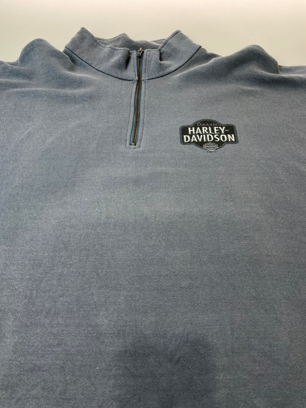 【中古品】【メンズ】 HARLEY DAVIDSON ハーレーダビッドソン HALF ZIP SWEAT SHIRT ハーフジップ スウェットシャツ トップス 146-260715-yn-01-min サイズ：2XL カラー：ブルーグレー 万代Net店