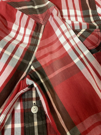【中古品】【メンズ】 RRL ダブルアールエル COTTON CHECK SHIRT コットンチェックシャツ 長袖シャツ トップス 145-260709-yn-09-min サイズ：3 カラー：レッド 万代Net店