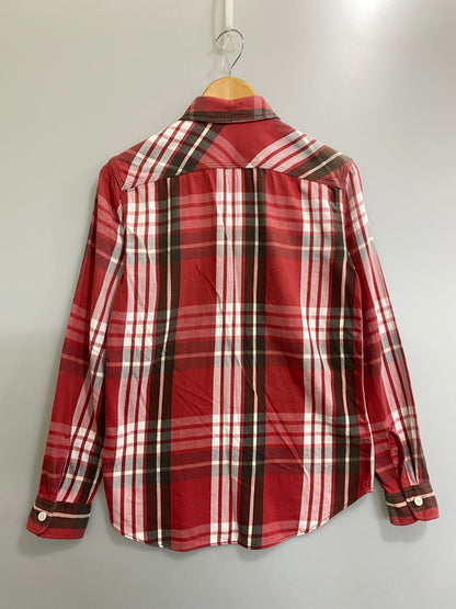 【中古品】【メンズ】 RRL ダブルアールエル COTTON CHECK SHIRT コットンチェックシャツ 長袖シャツ トップス 145-260709-yn-09-min サイズ：3 カラー：レッド 万代Net店