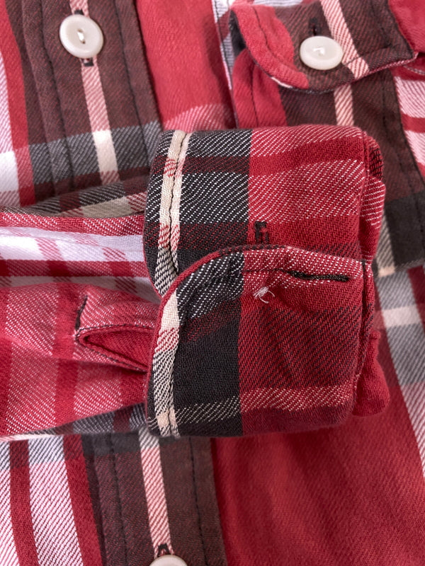 【中古品】【メンズ】 RRL ダブルアールエル COTTON CHECK SHIRT コットンチェックシャツ 長袖シャツ トップス 145-260709-yn-09-min サイズ：3 カラー：レッド 万代Net店
