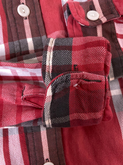 【中古品】【メンズ】 RRL ダブルアールエル COTTON CHECK SHIRT コットンチェックシャツ 長袖シャツ トップス 145-260709-yn-09-min サイズ：3 カラー：レッド 万代Net店