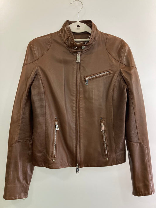 【中古品】【レディース】 RALPH LAUREN ラルフローレン LAMB LEATHER RIDERERS JACKET ラムレザー ライダースジャケット ライトアウター 168-251120-kk-01-min サイズ：6 カラー：ブラウン 万代Net店