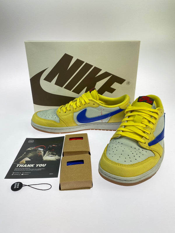 【中古品】【メンズ】 NIKE ナイキ × TRAVIS SCOTT トラビス・スコット 別注 コラボ WMNS AIR JORDAN 1 LOW OG SP CANARY DZ4137-700 ウィメンズ エア ジョーダン 1 ロー オリジナル スニーカー 靴 160-251113-kk-13-min カラー：ANARY/RACER BLUE-LIGHT SILVER 万代Net店