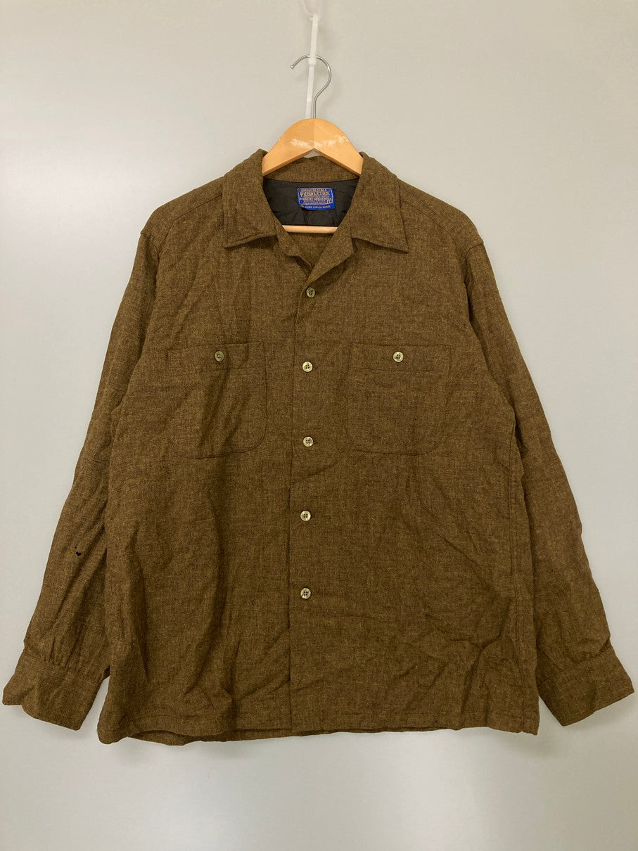 【現状渡し品】【メンズ】 PENDLETON ペンドルトン 60S WOOL OPEN COLAR SHIRT ウール オープンカラーシャツ ロングスリーブ 146-251111-AS-9-min サイズ：L カラー：ブラウン 万代Net店