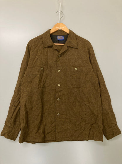 【現状渡し品】【メンズ】 PENDLETON ペンドルトン 60S WOOL OPEN COLAR SHIRT ウール オープンカラーシャツ ロングスリーブ 146-251111-AS-9-min サイズ：L カラー：ブラウン 万代Net店
