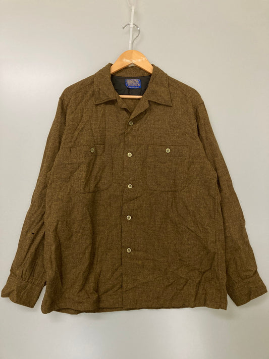 【現状渡し品】【メンズ】 PENDLETON ペンドルトン 60S WOOL OPEN COLAR SHIRT ウール オープンカラーシャツ ロングスリーブ 146-251111-AS-9-min サイズ：L カラー：ブラウン 万代Net店