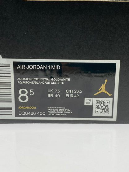 【中古品】【メンズ】 NIKE ナイキ AIR JORDAN 1 MID DQ8426-400 エア ジョーダン 1 ミッド スニーカー 靴 160-251113-kk-14-min カラー：AQUATONE/CELESTIAL GOLD-WHITE 万代Net店