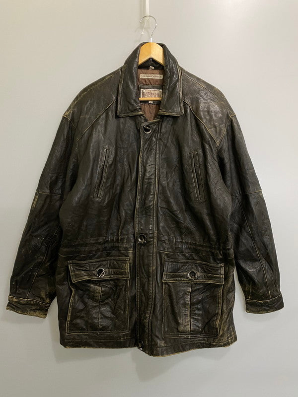 【現状渡し品】【メンズ】 FABIANI ファビアーニ LEATHER COAT レザー コート アウター 146-260918-hu-33-min サイズ：M カラー：ブラウン系 万代Net店