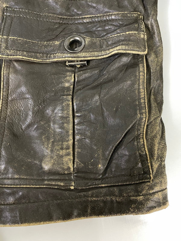 【現状渡し品】【メンズ】 FABIANI ファビアーニ LEATHER COAT レザー コート アウター 146-260918-hu-33-min サイズ：M カラー：ブラウン系 万代Net店