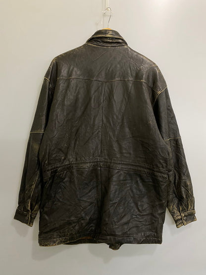【現状渡し品】【メンズ】 FABIANI ファビアーニ LEATHER COAT レザー コート アウター 146-260918-hu-33-min サイズ：M カラー：ブラウン系 万代Net店