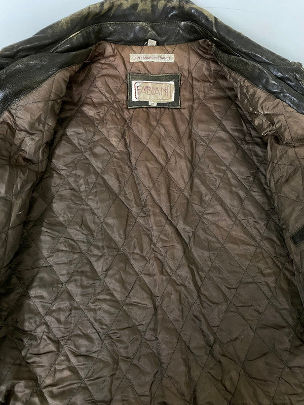 【現状渡し品】【メンズ】 FABIANI ファビアーニ LEATHER COAT レザー コート アウター 146-260918-hu-33-min サイズ：M カラー：ブラウン系 万代Net店