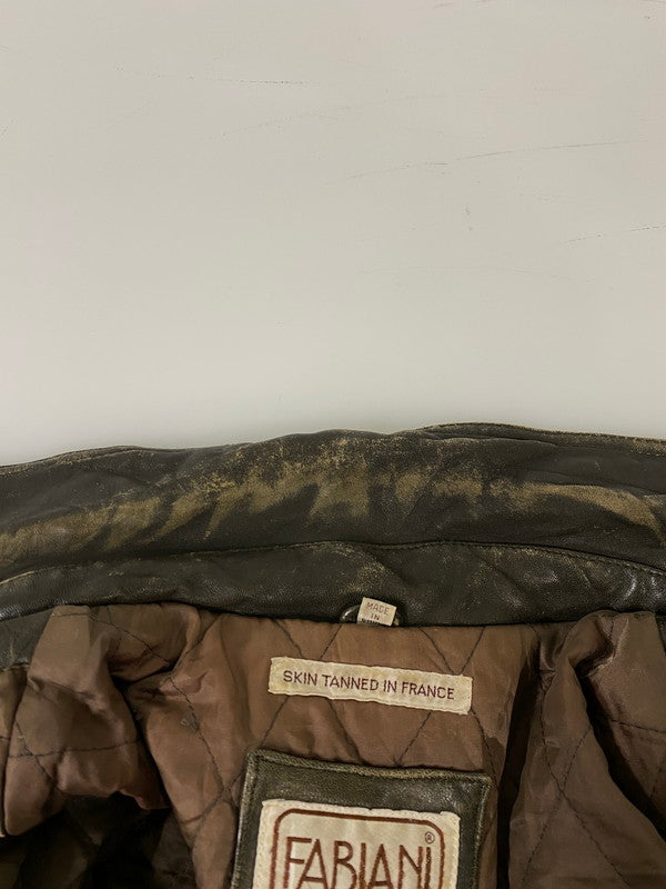 【現状渡し品】【メンズ】 FABIANI ファビアーニ LEATHER COAT レザー コート アウター 146-260918-hu-33-min サイズ：M カラー：ブラウン系 万代Net店