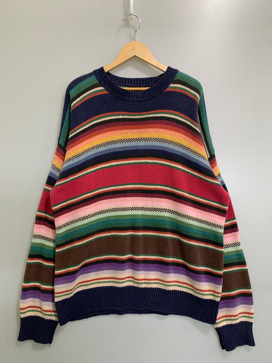 【中古品】【メンズ】 STRUCTURE ストラクチャー 90S NATIVE BORDER KNIT 90年代 ネイティブ ボーダー ニット メンズ トップス セーター ヴィンテージ 146-260710-em-22-min サイズ：L カラー：マルチカラー 万代Net店