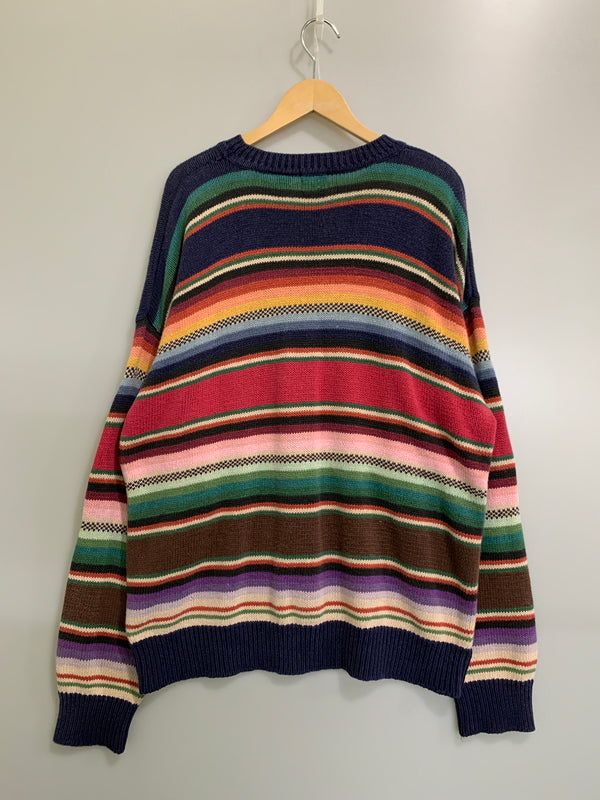 【中古品】【メンズ】 STRUCTURE ストラクチャー 90S NATIVE BORDER KNIT 90年代 ネイティブ ボーダー ニット メンズ トップス セーター ヴィンテージ 146-260710-em-22-min サイズ：L カラー：マルチカラー 万代Net店