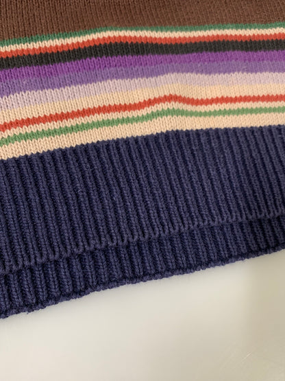 【中古品】【メンズ】 STRUCTURE ストラクチャー 90S NATIVE BORDER KNIT 90年代 ネイティブ ボーダー ニット メンズ トップス セーター ヴィンテージ 146-260710-em-22-min サイズ：L カラー：マルチカラー 万代Net店