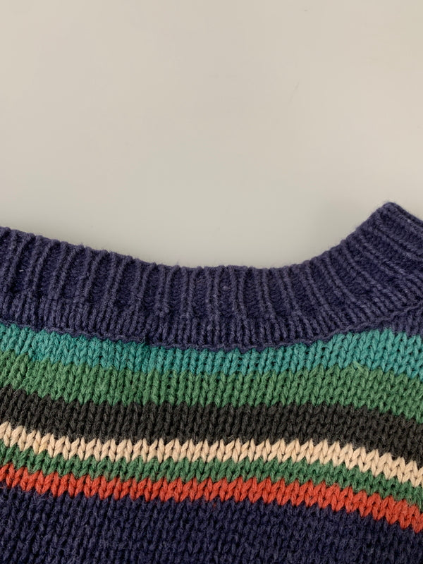 【中古品】【メンズ】 STRUCTURE ストラクチャー 90S NATIVE BORDER KNIT 90年代 ネイティブ ボーダー ニット メンズ トップス セーター ヴィンテージ 146-260710-em-22-min サイズ：L カラー：マルチカラー 万代Net店
