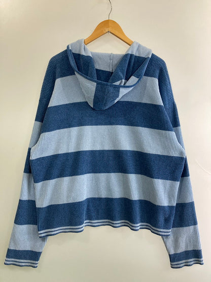 【中古品】【メンズ】 PHINGERIN フィンガリン 25SS CORDY KNIT MEXPARKA STRIPE PD-251-KN-022 コーディーニット メキシカンパーカ ストライプ トップス 140-251120-kk-04-min サイズ：L カラー：ブルー 万代Net店