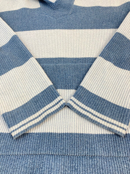 【中古品】【メンズ】 PHINGERIN フィンガリン 25SS CORDY KNIT MEXPARKA STRIPE PD-251-KN-022 コーディーニット メキシカンパーカ ストライプ トップス 140-251120-kk-04-min サイズ：L カラー：ブルー 万代Net店