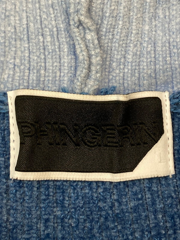 【中古品】【メンズ】 PHINGERIN フィンガリン 25SS CORDY KNIT MEXPARKA STRIPE PD-251-KN-022 コーディーニット メキシカンパーカ ストライプ トップス 140-251120-kk-04-min サイズ：L カラー：ブルー 万代Net店