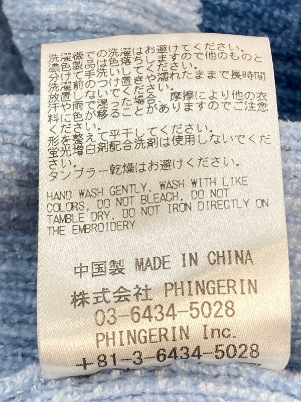 【中古品】【メンズ】 PHINGERIN フィンガリン 25SS CORDY KNIT MEXPARKA STRIPE PD-251-KN-022 コーディーニット メキシカンパーカ ストライプ トップス 140-251120-kk-04-min サイズ：L カラー：ブルー 万代Net店