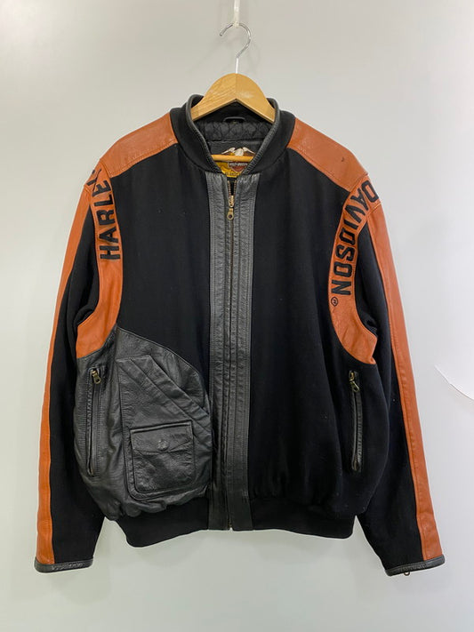 【現状渡し品】【メンズ】 HARLEY DAVIDSON ハーレーダビッドソン LEATHER＆WOOL MOTO JACKET レザー＆ウール モトジャケット アウター ライダースジャケット 145-251119-kk-41-min サイズ：L カラー：ブラック/ブラウン 万代Net店