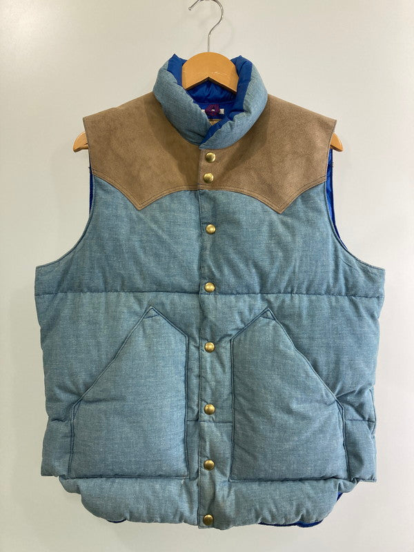【中古品】【メンズ】 Rocky Mountain FeatherBed ロッキーマウンテンフェザーベッド × WAREHOUSE ウエアハウス 別注 コラボ DOWN VEST 450-482-72 ダウンベスト ライトアウター 145-251120-kk-06-min サイズ：38 カラー：ライトインディゴ 万代Net店
