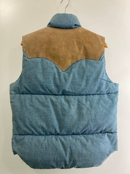 【中古品】【メンズ】 Rocky Mountain FeatherBed ロッキーマウンテンフェザーベッド × WAREHOUSE ウエアハウス 別注 コラボ DOWN VEST 450-482-72 ダウンベスト ライトアウター 145-251120-kk-06-min サイズ：38 カラー：ライトインディゴ 万代Net店
