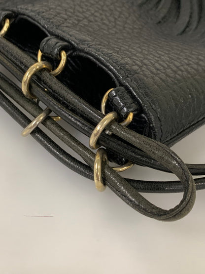 【中古品】【レディース】 PORTER ポーター × 5525 GALLERY ５５２５ギャラリー FRINGE POUCH 5525-LP10 フリンジポーチ 巾着 バッグ レザー レディース 188-251121-em-07-min カラー：ブラック 万代Net店