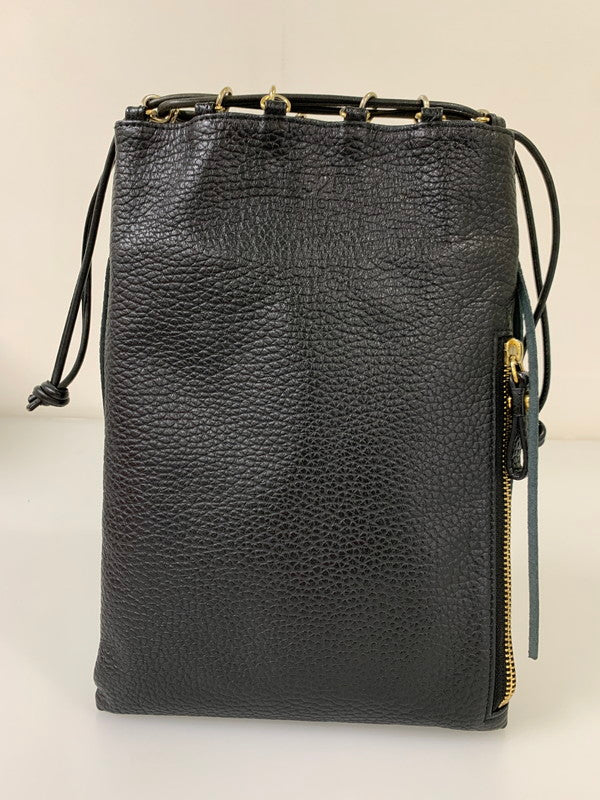 【中古品】【レディース】 PORTER ポーター × 5525 GALLERY ５５２５ギャラリー FRINGE POUCH 5525-LP10 フリンジポーチ 巾着 バッグ レザー レディース 188-251121-em-07-min カラー：ブラック 万代Net店