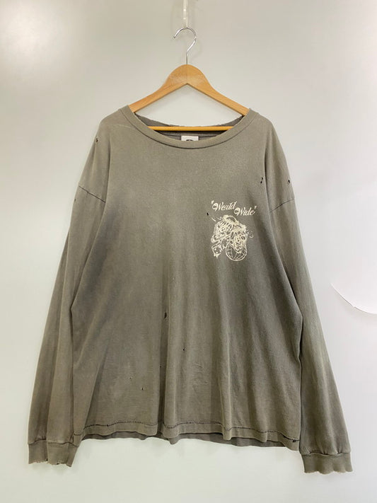 【中古品】【メンズ】 SAINT Mxxxxxx SAINT MICHAEL セントマイケル × BORN × RAISED ボーンレイズド 別注 コラボ 22AW L/S T-SHIRT BORN SAINT SM-A22-0000-070 ロングスリーブ Tシャツ ボーンセイント 141-251119-kk-30-min サイズ：XL カラー：チャコール 万代Net店