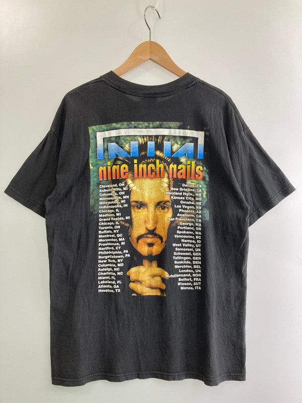 【現状渡し品】【メンズ】 NINE INCH NAILS ナイン・インチ・ネイルズ 00's BOOTLEG RAP DESIGN PRINT TEE 00年代 ブートレグ ラップデザイン プリントTシャツ 半袖 トップス 146-251120-kk-14-min サイズ：L カラー：ブラック 万代Net店