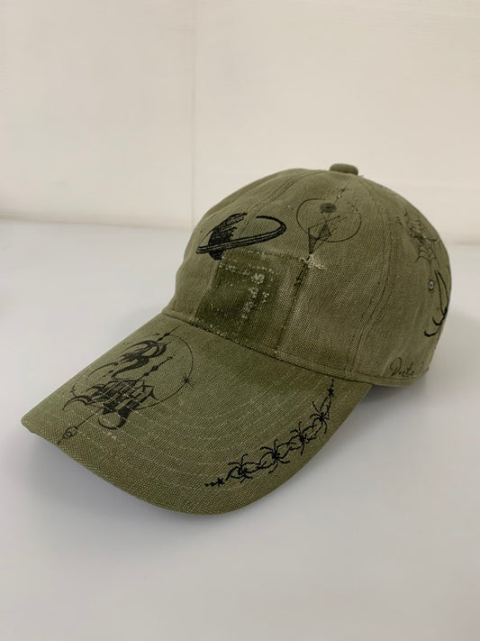 【中古品】【メンズ/レディース】 READY MADE レディメイド × DR.WOO ドクターウー CAP TATOO REDW-CO-KH-00-00-02 キャップ タトゥー 帽子 ヴィンテージ 185-251121-em-08-min サイズ：ONE SIZE カラー：オリーブ 万代Net店