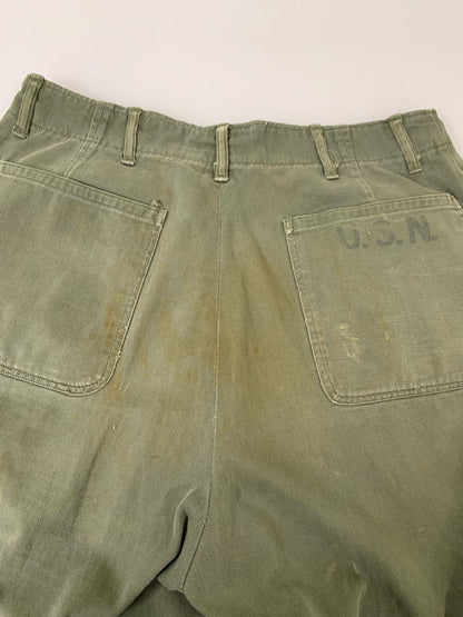 【中古品】【メンズ】 U.S.NAVY アメリカ海軍 40's N-3 UTILITY TROUSERS VINTAGE 40年代 N-3 ユーティリティートラウザーズ ボトムス パンツ 157-251119-kk-29-min サイズ：表記無し 下記参照 カラー：ミリタリーグリーン 万代Net店