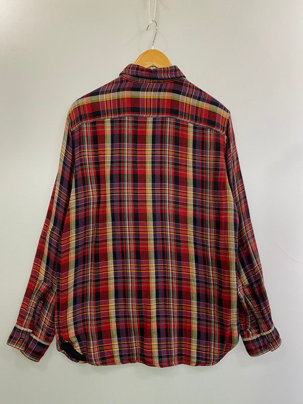 【中古品】【メンズ】 POLO RALPH LAUREN ポロ・ラルフローレン 90S CHECK FLANNEL SHIRT チェックフランネルシャツ 146-260408-zi-17-min サイズ：M カラー：レッド系 万代Net店