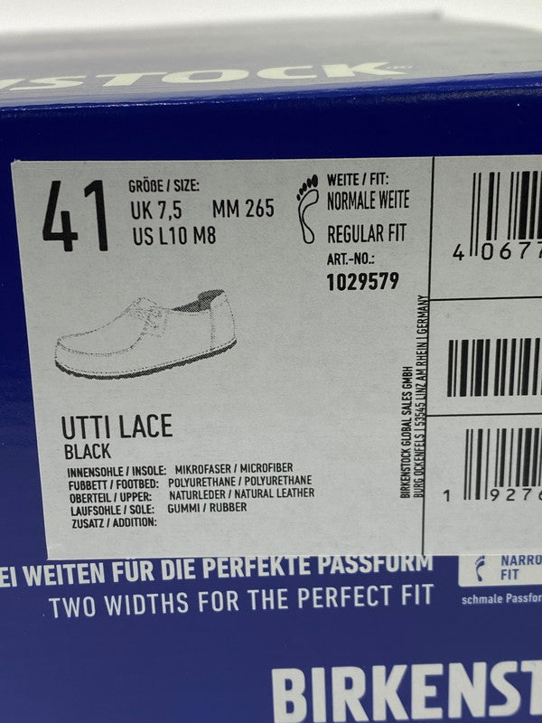 【中古美品】【メンズ】 BIRKENSTOCK ビルケンシュトック UTTI LACE 1029579 ウッティレース コンフォート フラットシューズ 革靴 164-251120-kk-44-min サイズ：41 カラー：BLACK 万代Net店