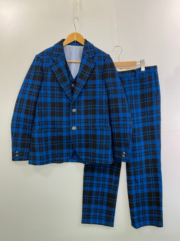 【中古品】【メンズ】 THE STYLIST JAPAN ザスタイリストジャパン HARRIS TWEED 3ピース ハリスツイード スリーピーススーツ メンズ セットアップ 140-251121-em-33-min サイズ：S カラー：ブルー/ブラック（チェック柄） 万代Net店