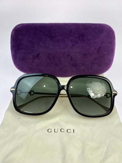 【中古品】【レディース】 GUCCI グッチ SQUARE SUNGLAS GG0884SA スクエア サングラス ホースビット アイウェア アクセサリー 183-251129-kk-43-min サイズ：58ロ14-145 カラー：ブラック/ゴールド 万代Net店