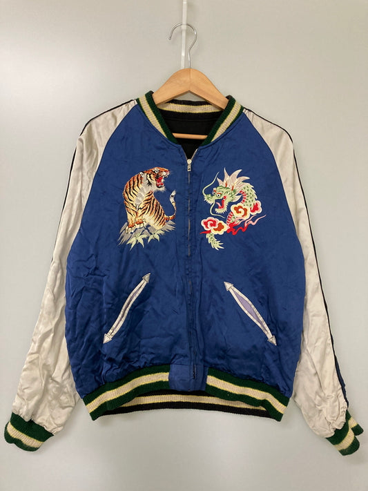【中古品】【メンズ】 TAILOR TOYO テーラー東洋 港商SPECIAL EDITION DRAGON×TIGER REVERSIBLE SOUVENIR JACKET TT13833 リバーシブル スーベニアジャケット ライトアウター スカジャン 145-251119-kk-03-min サイズ：大 カラー：ブルー/ブラック 万代Net店