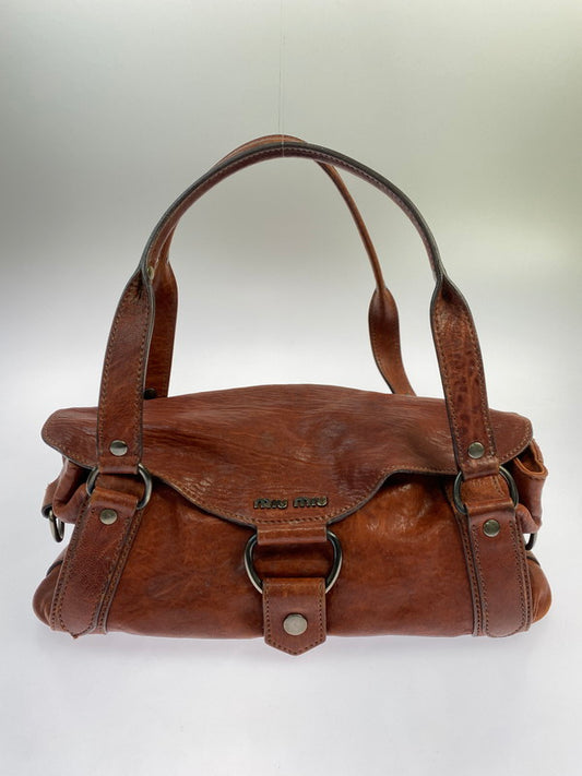 【現状渡し品】【レディース】 MIUMIU ミュウミュウ LEATHER HANDBAG レザー ハンドバッグ 現状品 180-251130-em-14-min カラー：レディッシュブラウン 万代Net店