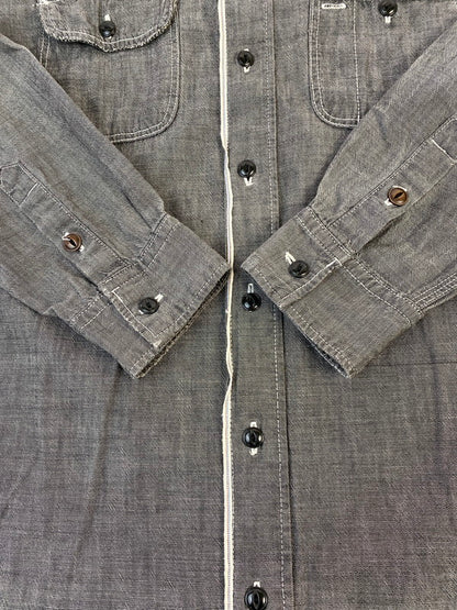 【現状渡し品】【メンズ】 NEIGHBORHOOD ネイバーフッド SMLX WORK SHIRT ワークシャツ 長袖シャツ トップス 142-251225-yn-02-min サイズ：M カラー：ブラック 万代Net店